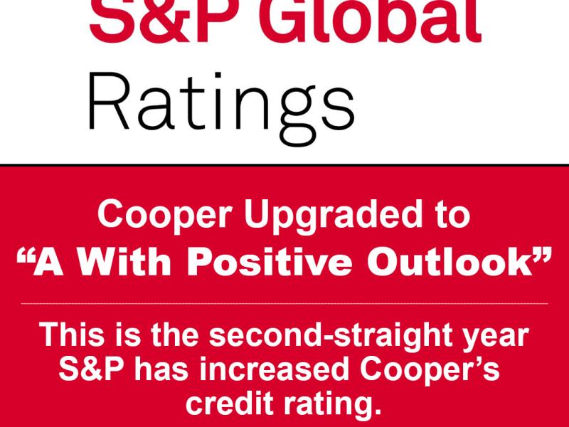 S&amp;P Global Improves Cooper’s Credit Rating to “A“ With Positive Outlook